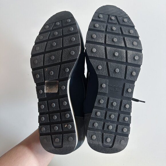 Balenciaga Race Runner Navy Blue Suede Leather Sneakers Size EU 38